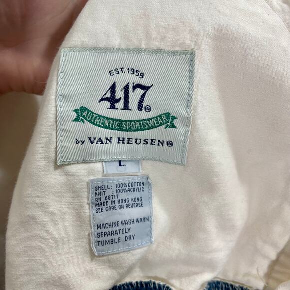 Vintage 90s Van Heusen Men's White Cotton Bomber Jacket Snap Button; Large - Picture 8 of 9